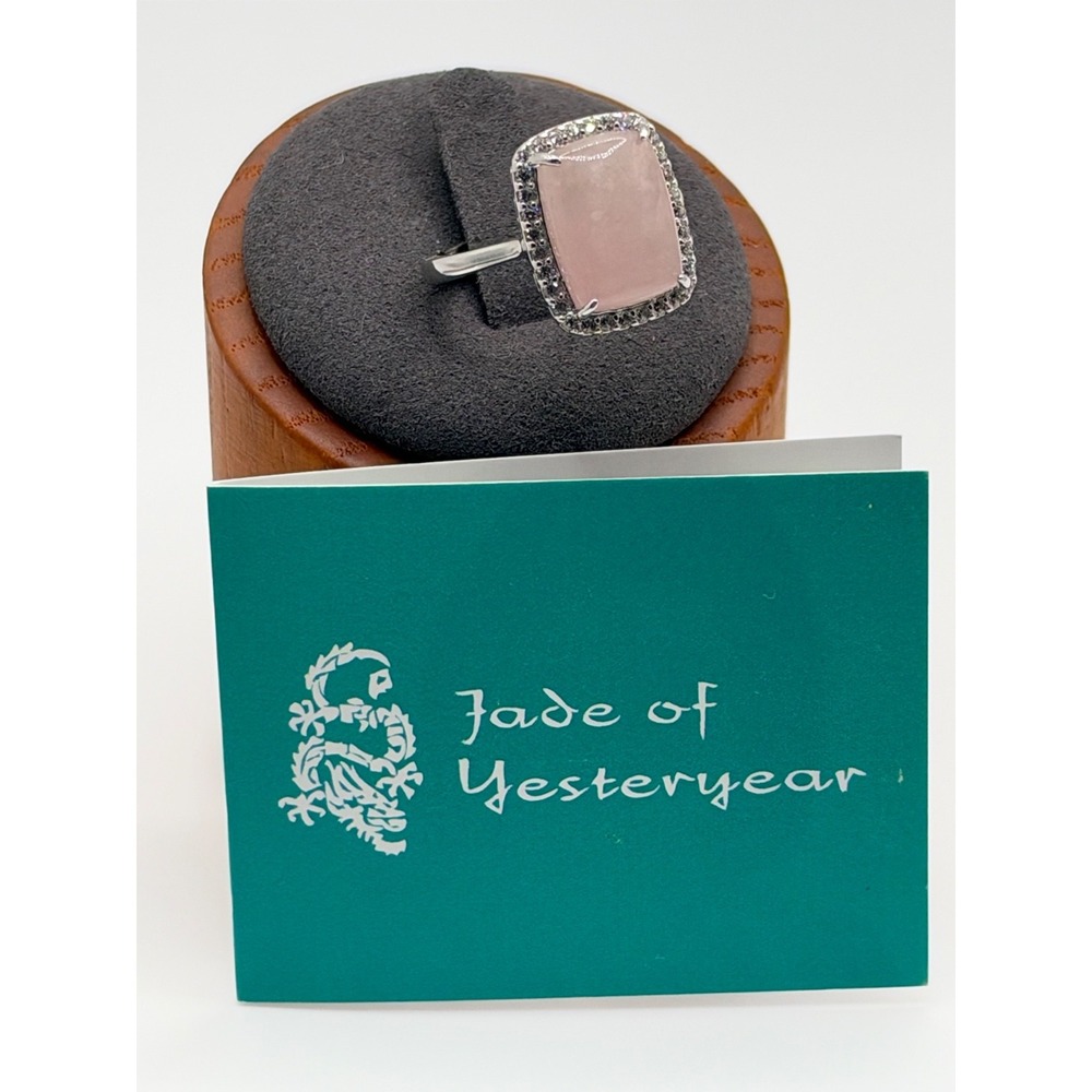 Jade of Yesteryear Sterling Silver Pink Ring Size 6 Signed PAJ JOY